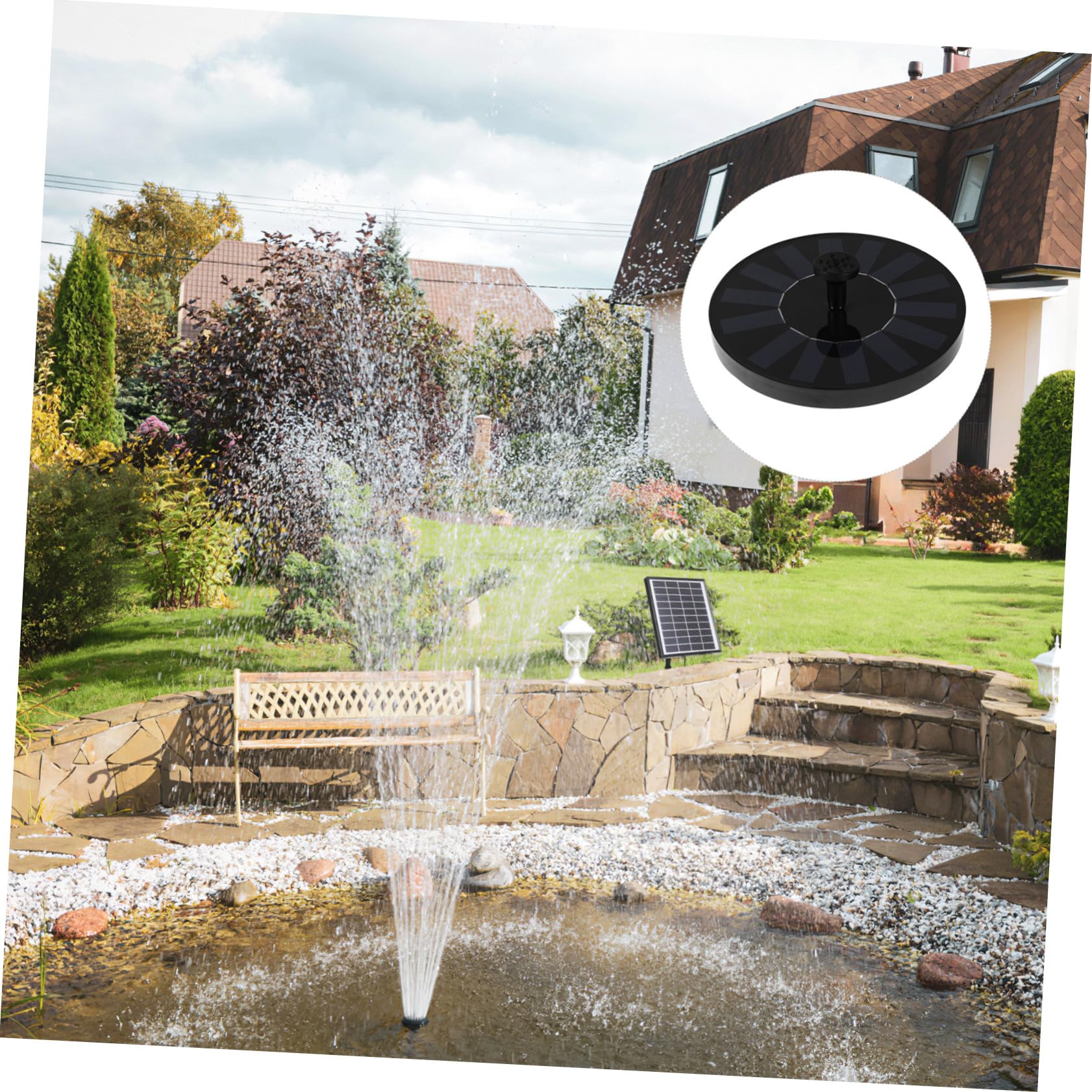 SUPVOX Fuente Solar Flotante para Jardín con Panel Solar Mejorado Bañera para Pájaros y Decoración de Instalación y Diseño Flotante para Exteriores y Paisajístico