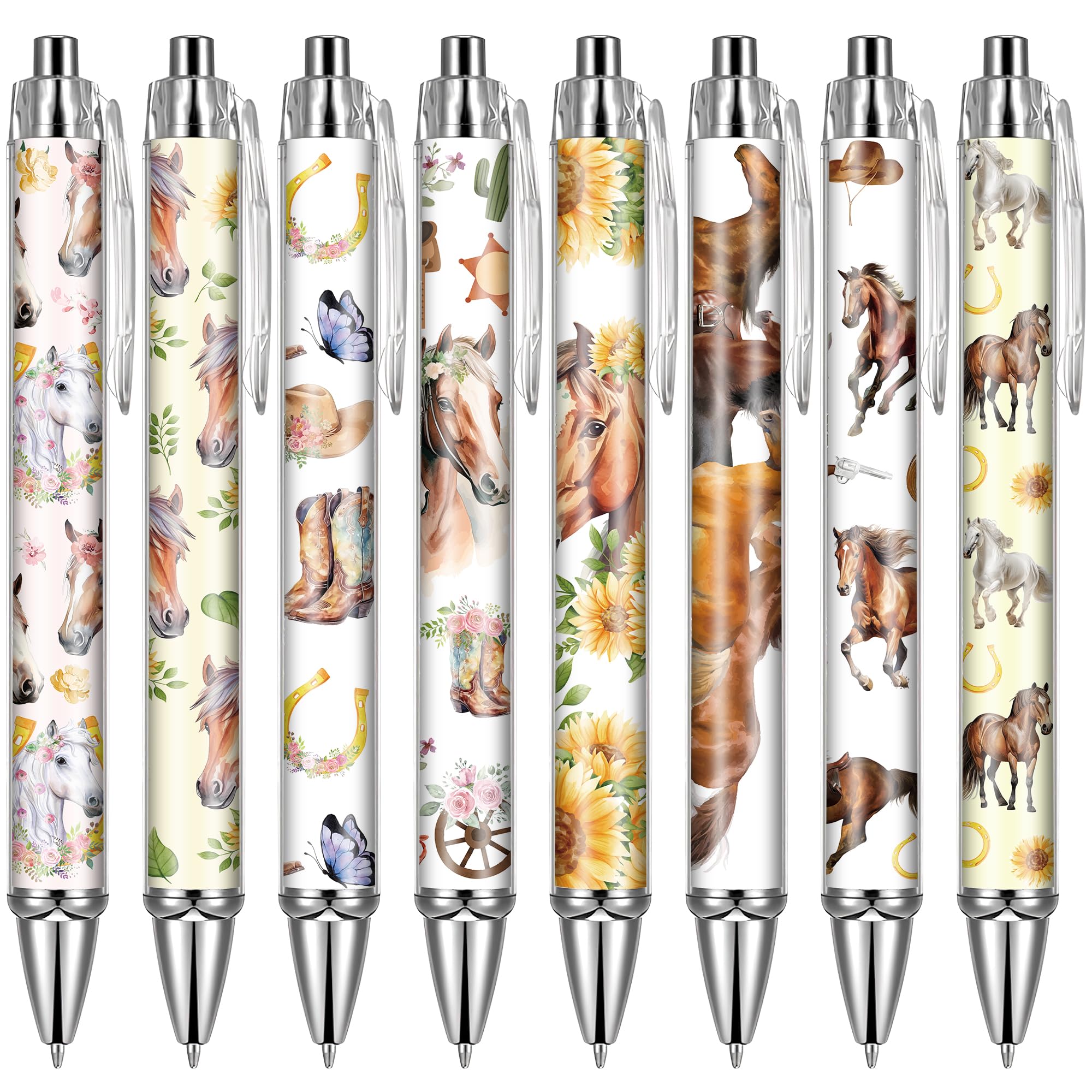 Pferde-Kugelschreiber-Zubehör, einziehbar, Bürogeschenke, Pferde, schwarze Tinte, glatt, feine Spitze, Cartoon-Schreibstift für Journaling, Schule, Arbeit, Krankenpflege, medizinische