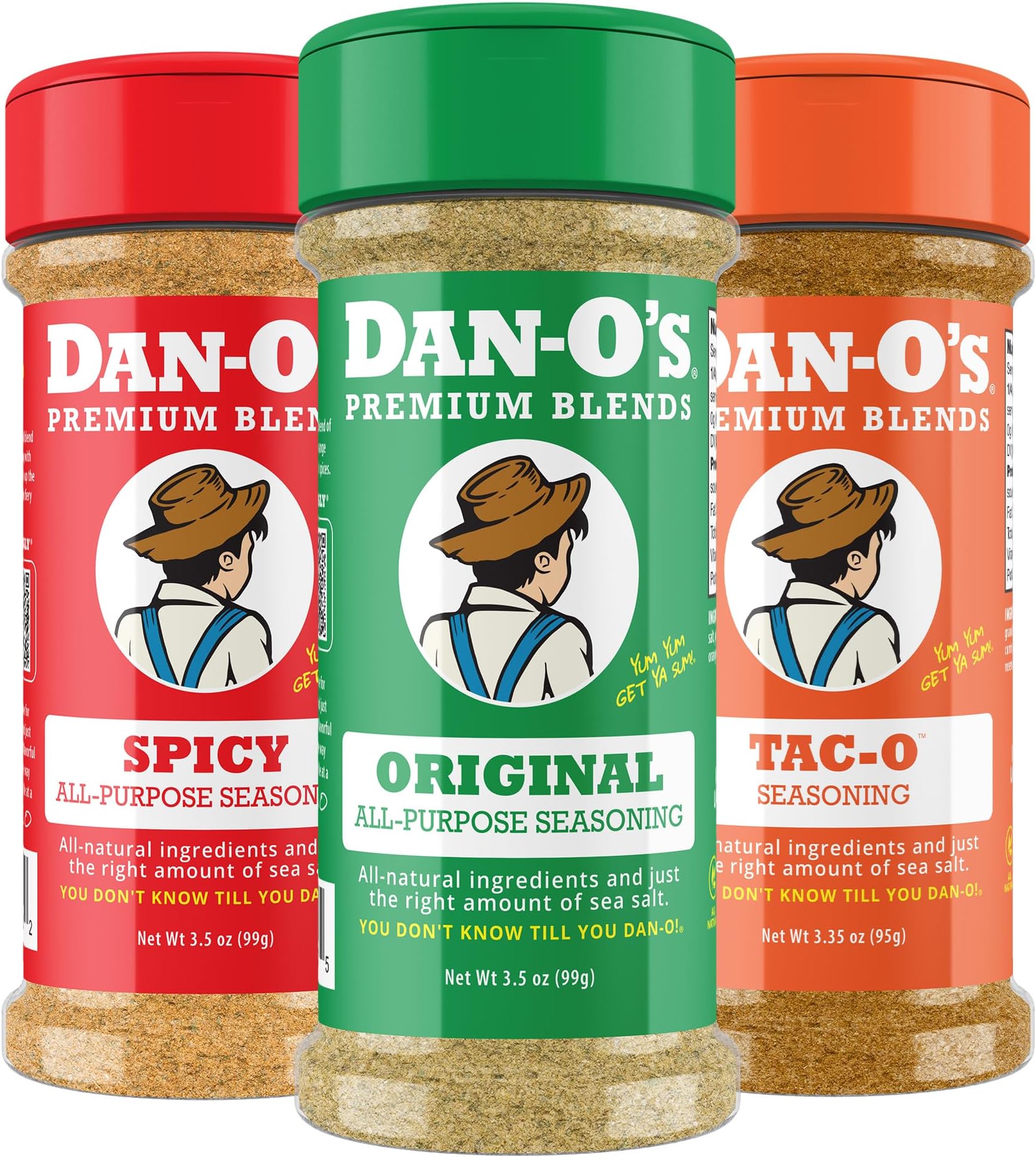 3 Bottle Seasoning Set, Small Bottles, 3 Pack, Includes Original, Tac-O and Spicy Seasonings, Sugar Free, Zero Calorie, Use this Seasoning Kit on Meat, Veggies or Tacos