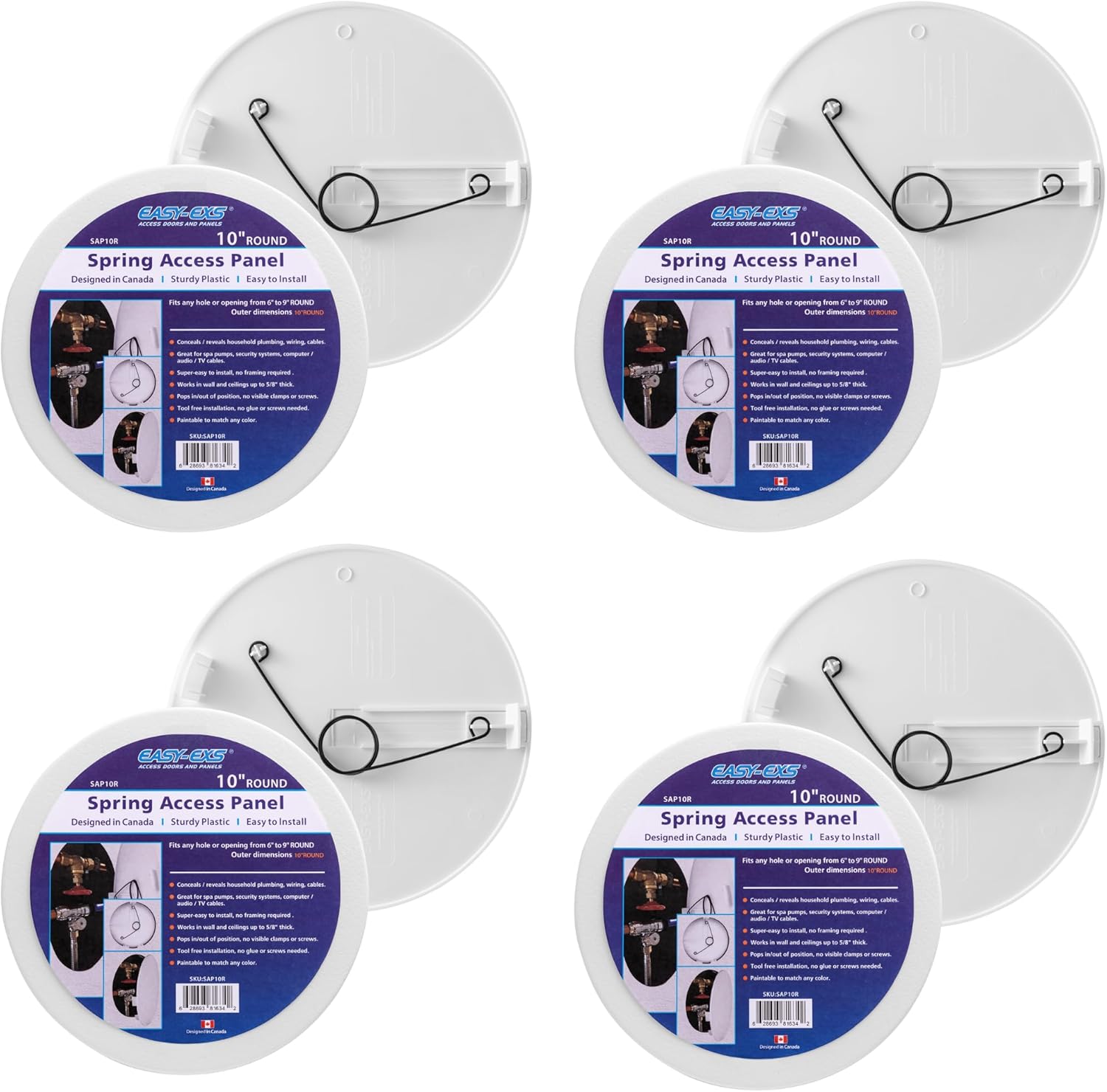 10" Round Access Panel for Ceiling and Wall - Adjustable from 6 to 9 inches - Ceiling Hole Cover - for Electrical, Plumbing, Cables, HVAC, Speaker and LED Holes - Durable Plastic Panel (20 pcs)