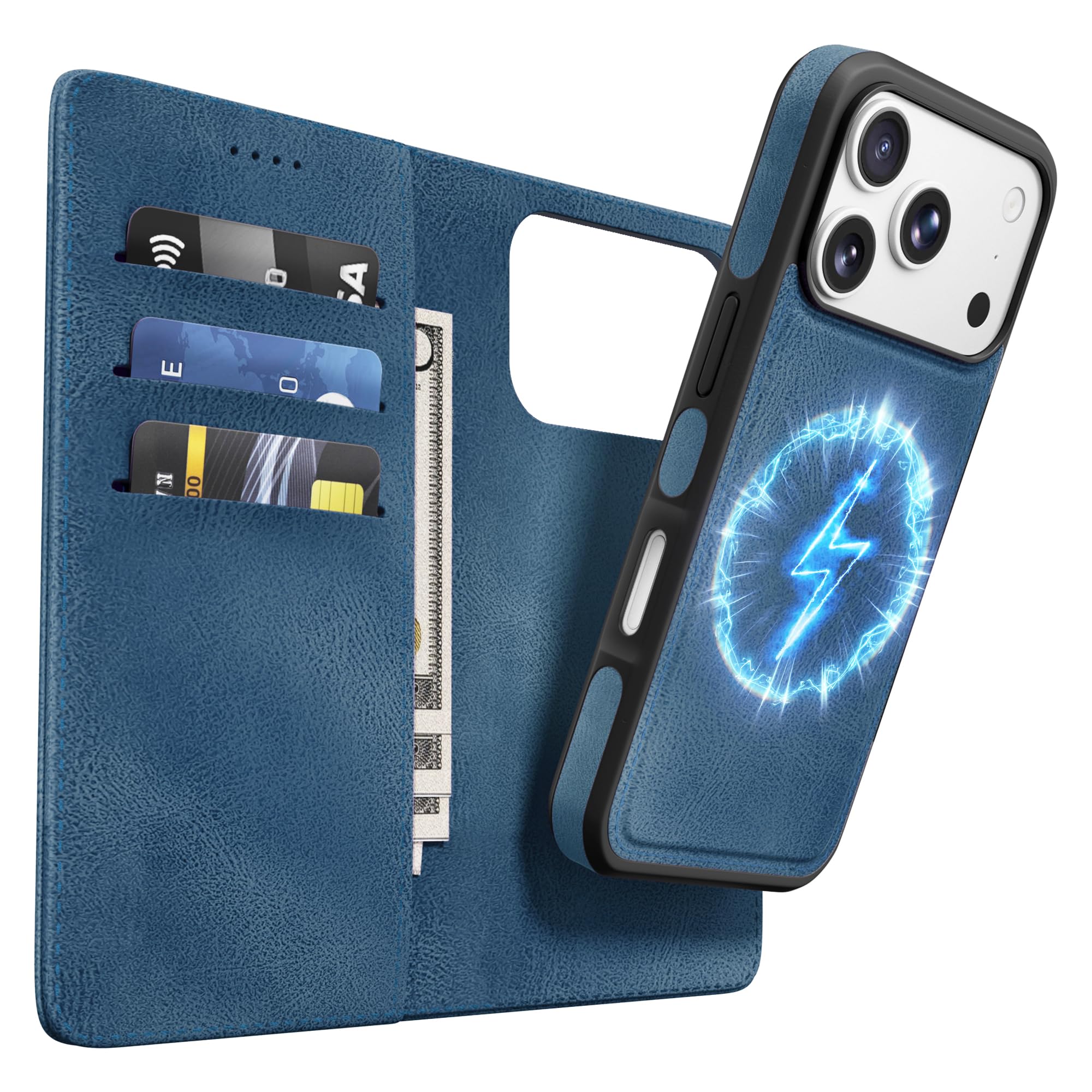 Coque pour iPhone 17 Pro compatible charge sans fil bleu