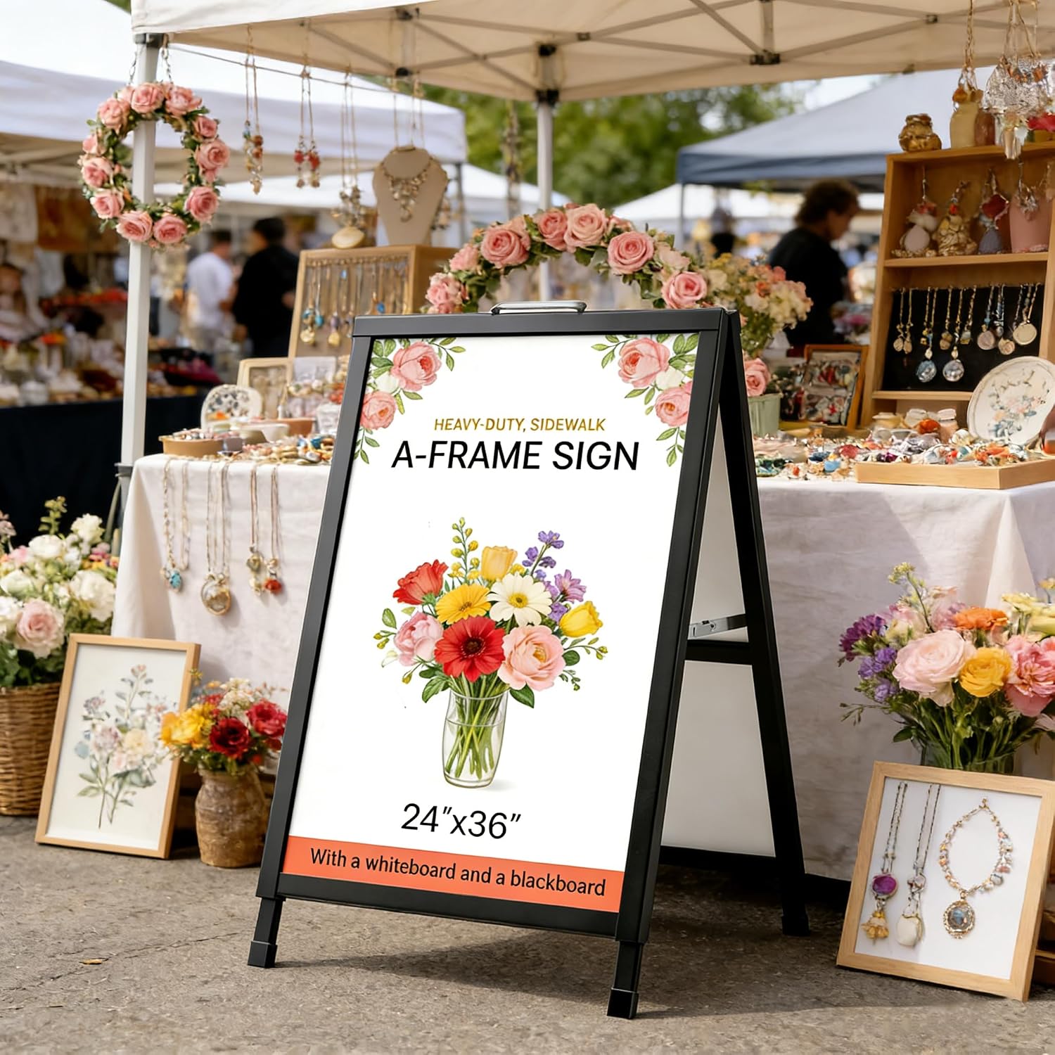 Powants A-Frame Sign displayed at an outdoor market stall