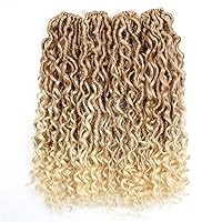 Vista 7 de Cabello de Ganchillo Boho Goddess Locs de 18 Pulgadas, 7 Paquetes de Crochet Goddess Locs con Extremos Rizados, Cabello de Ganchillo Goddess Faux