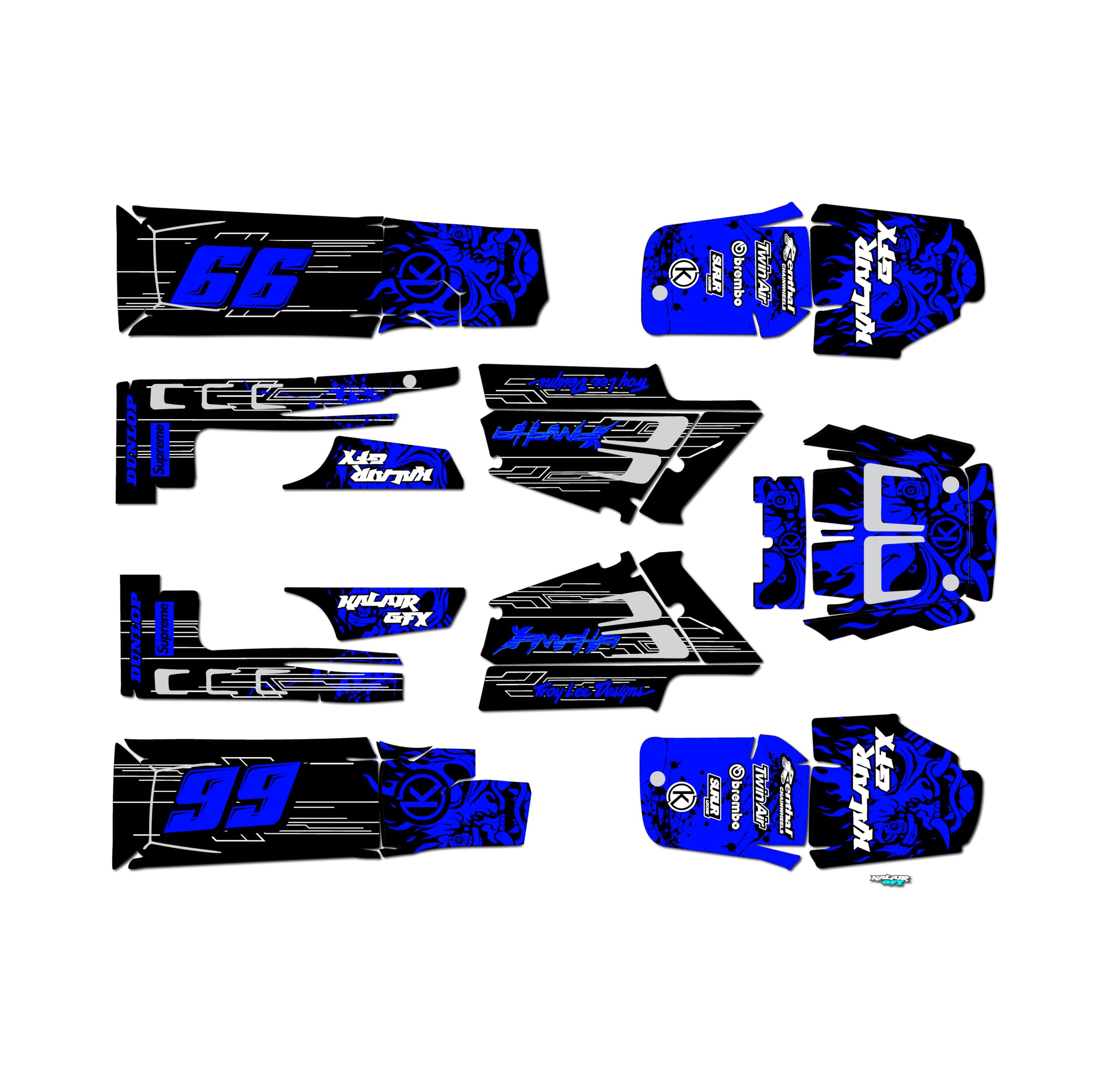 Kalair GFX Graphics Kit for Yamaha BANSHEE 350 NightCity Series Blue 21 Mil-ATV UTV Dirt bike stickers,Quad dirtbike racing decal automotive motocross accessories no plastics