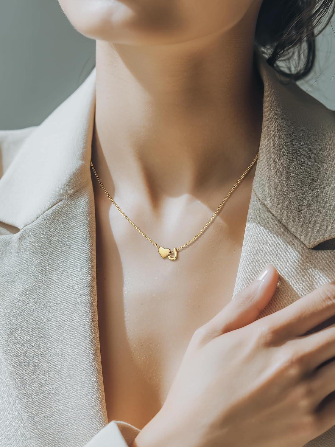 PROSILVER Initial Heart Necklace for Women, 925 Sterling Silver Tiny Heart Letter Necklace Siver, Gold Necklace, Come with Box