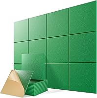 Vista 20 de Paquete de 6 paneles acústicos autoadhesivos, paneles de espuma de alta densidad a prueba de sonido de 12 x 12 x 0.4 pulgadas para paredes, paneles