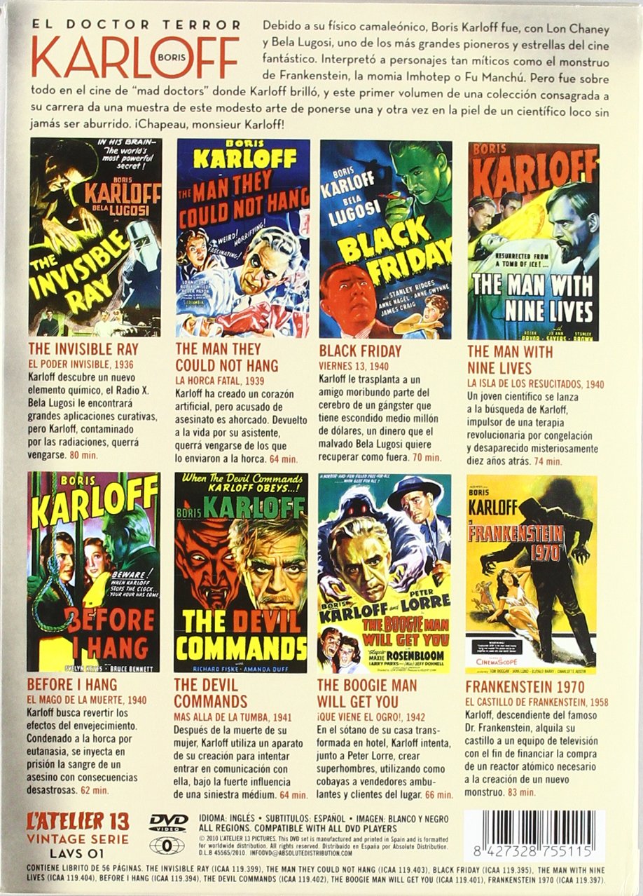 Pack: Boris Karloff - El Doctor Terror (Incluye 8 Películas) [DVD]
