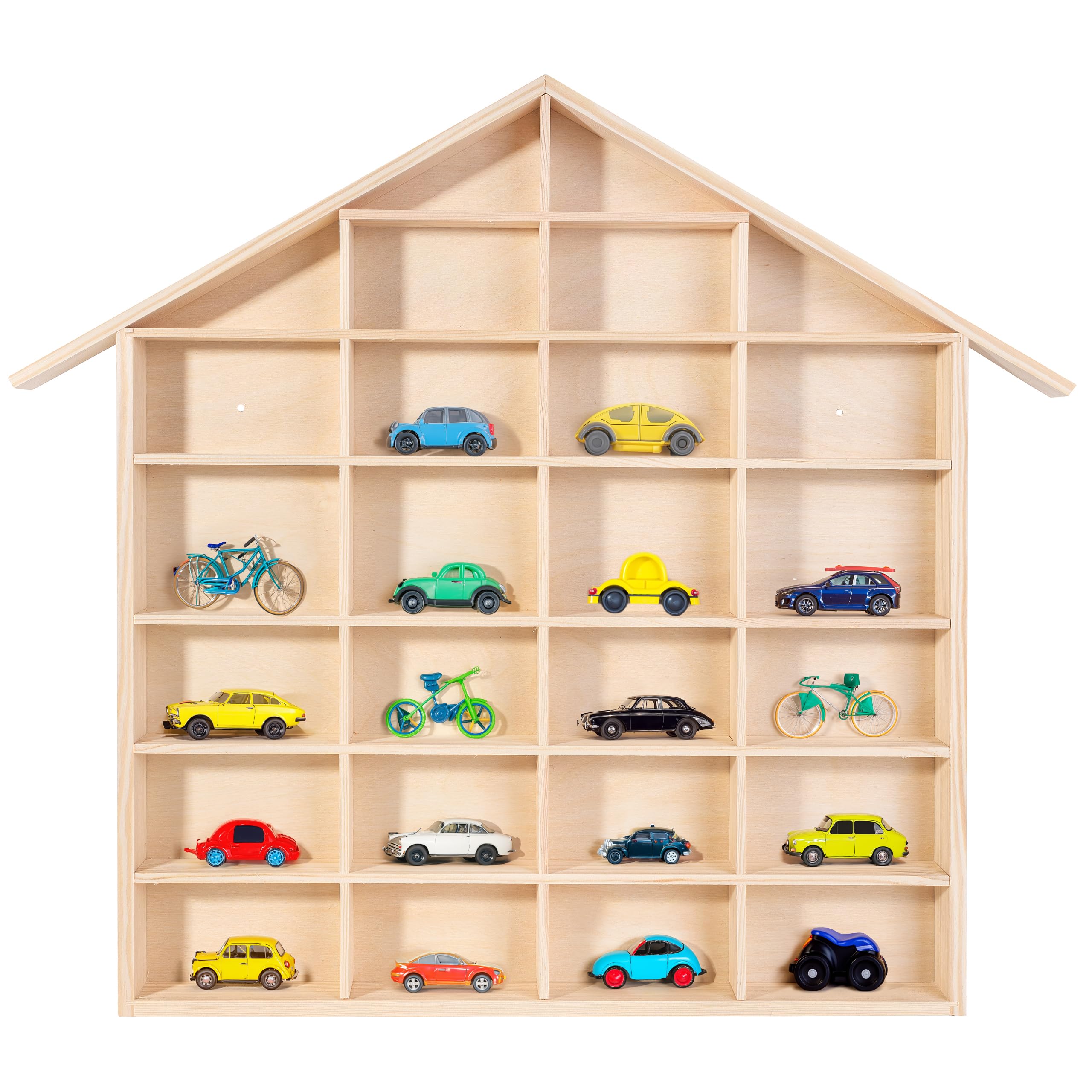 Creative Deco Bacheca da Parete Portaoggetti Scaffale Legno a Forma di Casa 56 x 50 x 3,5 cm 26 Scomparti