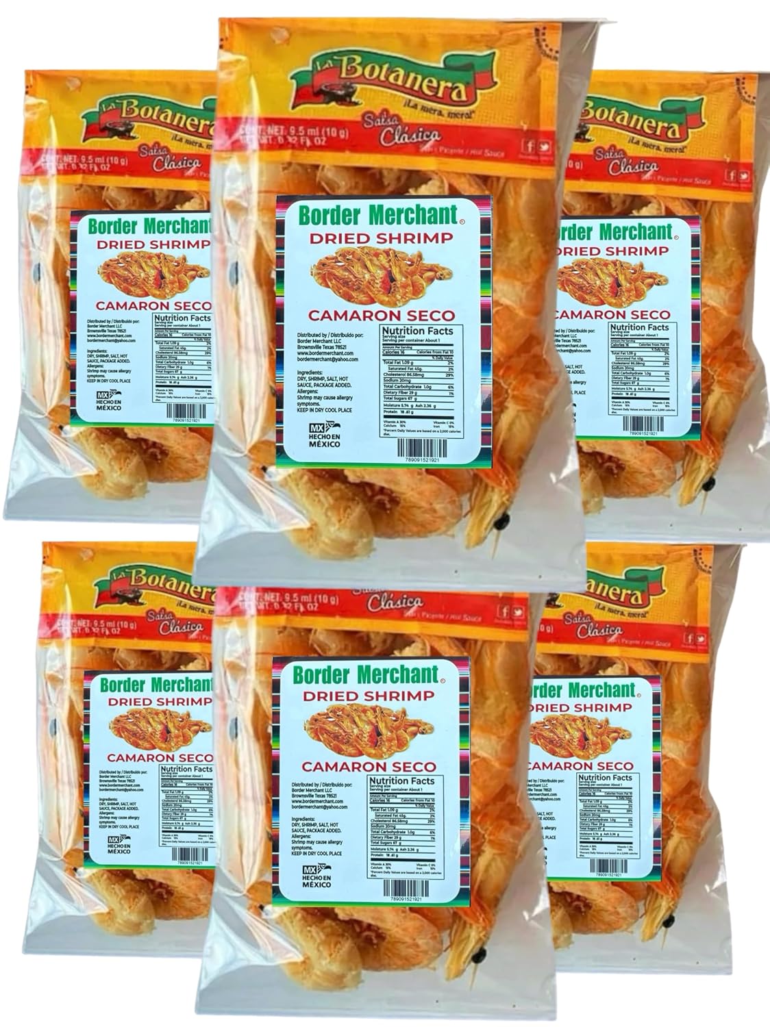 Camaron Seco Botana | Dried Shrimp Snack | 1.5oz | Pack of 6