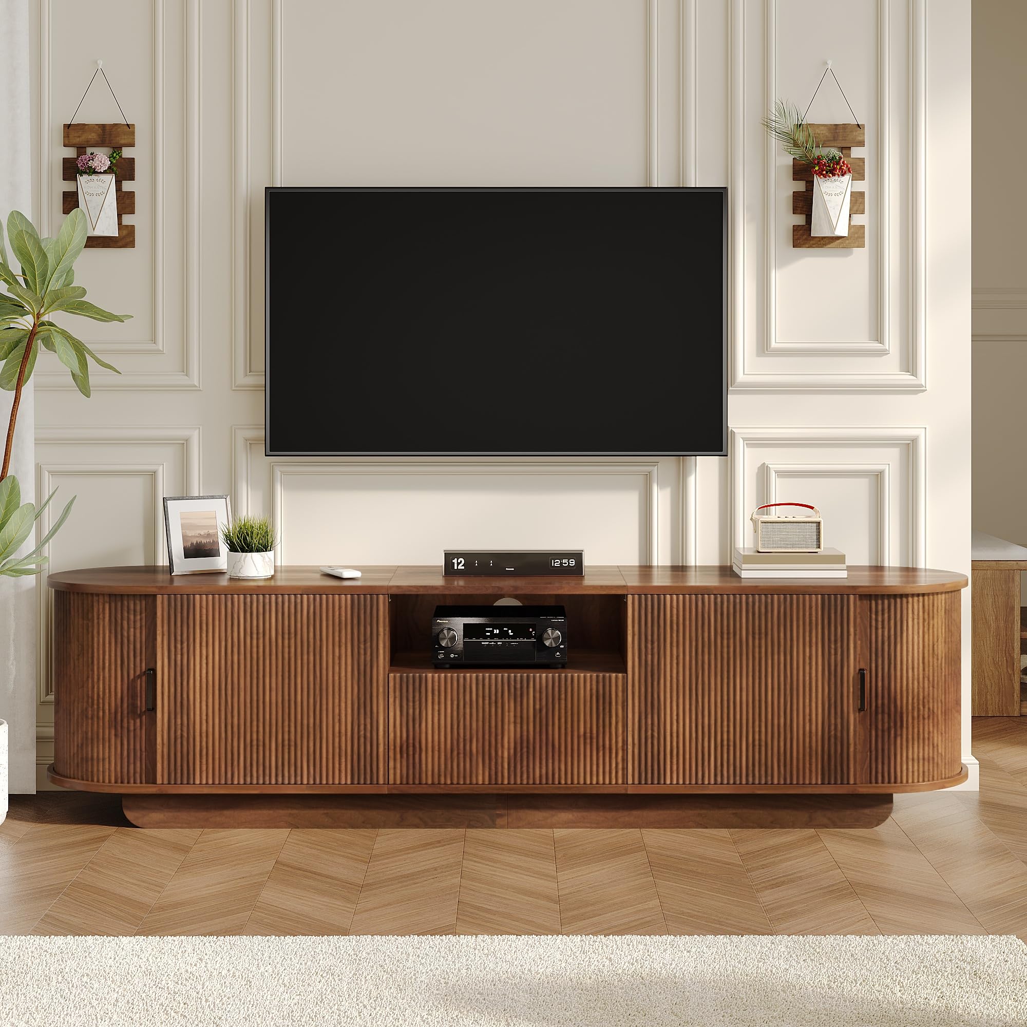 Console TV multimediale galleggiante, 180 x 40 x 50 cm, struttura ondulata