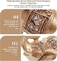 Vista 5 de Elephant Decor for Home, Golden Resin Elephant Statue, 3.5 Inch Feng Shui Figurine for Office Desk & Shelf