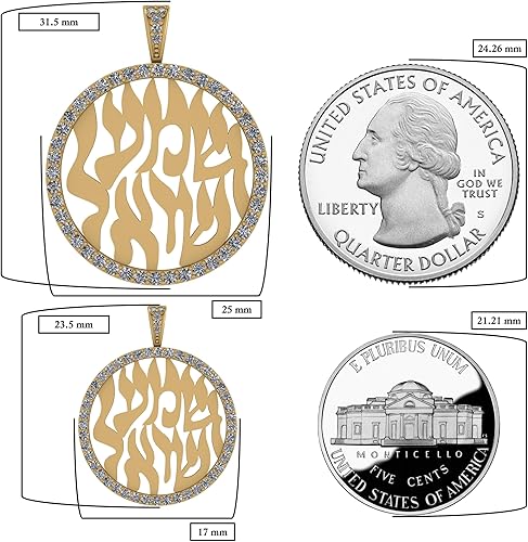 Miniatura 3 de Central Diamond Center Shema Israel - Collar con colgante de oración hebrea en plata de ley maciza