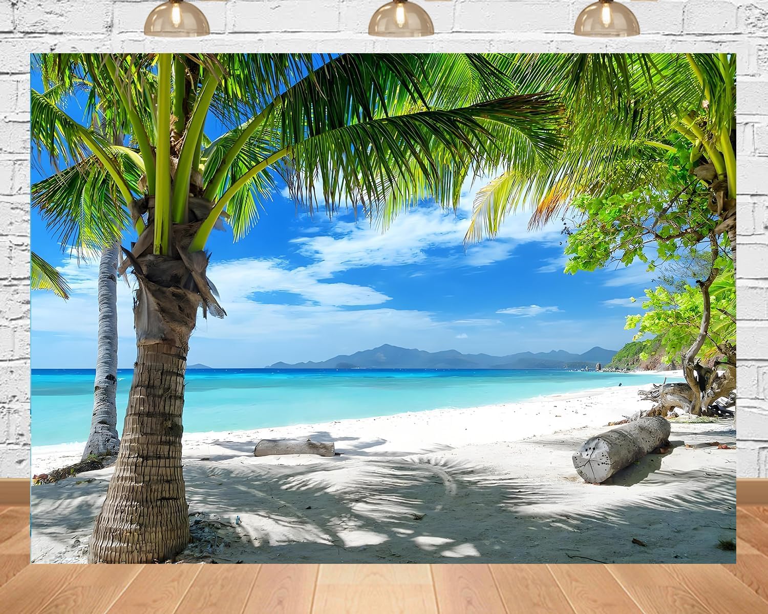 PEKRU 10x8ft Fabric Summer Tropical Hawaiian Style Backdrop Sunshine Beach Ocean Coconut Tree Decoration Island Vacation Theme Backgrounds