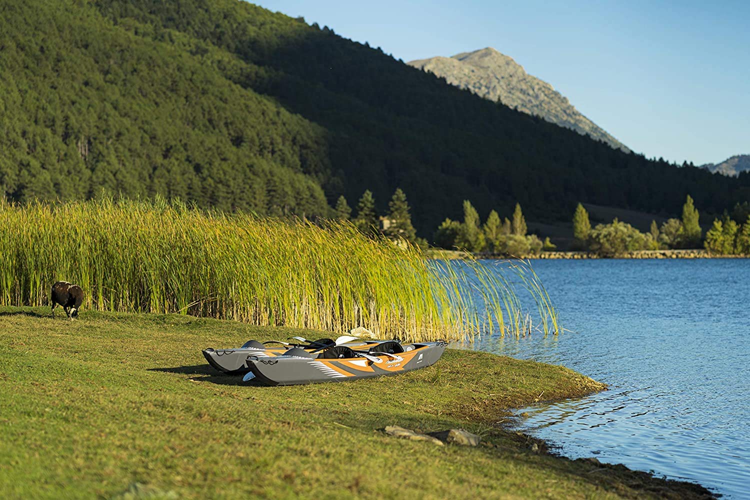 Aqua Marina Tomahawk Kajak 2 Personen Inflatable Kanau Tourenkajak mit 2 Paddel 440cm