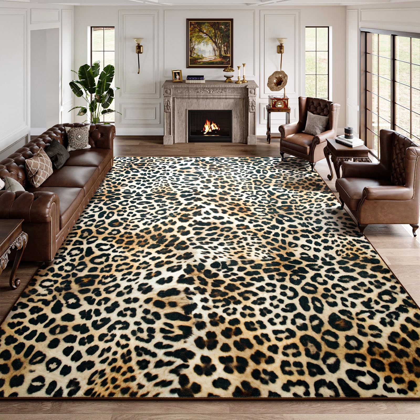 Amazon.com: DweIke Leopard Print Rug for Living Room, Machine