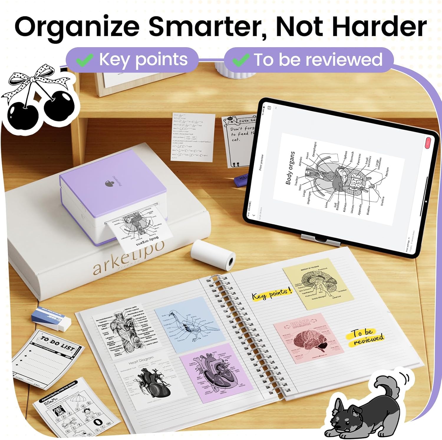 Phomemo Mini Sticker Printer- Mini Printer Sticker Maker Machine M02, Print Pods Suitable for Creative DIY, Diaries, Photos, Study Notes, Portable Thermal Inkless Label Maker for Home/Travel, Purple