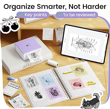 Mini Thermal Printer, Bluetooth Inkless Sticker Printer for Girls Boys DIY | Phomemo Mini Sticker Printer, Sticker Maker M02 with AI APP, Print Pods for Notes/Photos/Diaries, Label Maker, Purple