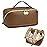Telena Leather Make Up Bag Portable Travel Makeup Bag Waterproof Cosmetic Bags for Women Large Capacity With Handle and Divider Open Flat