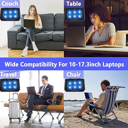Miniatura 6 de Almohadilla de refrigeración para laptop para todas las computadoras portátiles y portátiles, enfriador de aluminio para laptop con 6 ventiladores