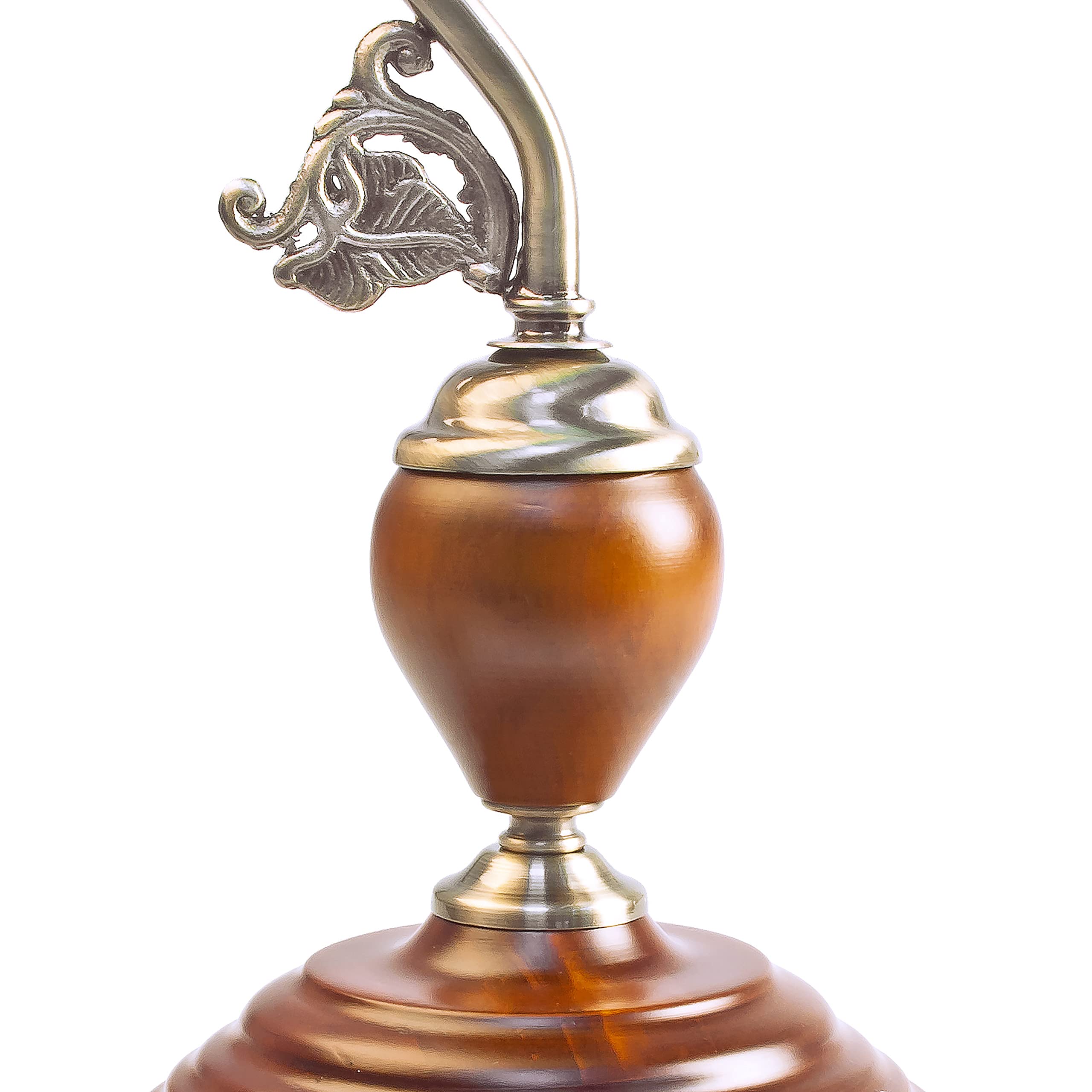 Relaxdays Bankerlampe Holzfuß grün Klassiker Schreibtischlampe Retro Tischlampe Banker Lampe Messing-Optik & geschwungenen Verzierungen der 30er Jahre Holz Gals Metall 26,5 x 43 x 18 cm E27 10016607