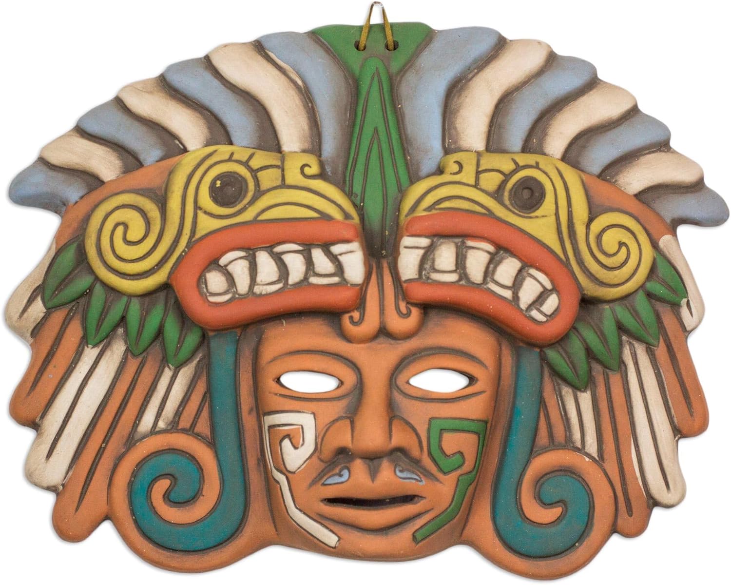 NOVICA Handmade Multicolor Ceramic Mask 'Quetzalcoatl in Teotihuacan'