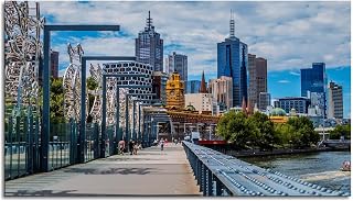 Melbourne Australia Pictures Canvas Wall Art Landscape Poster Prints Wall Decor、For Living Room Bedroom Office Unframed 13"x8"