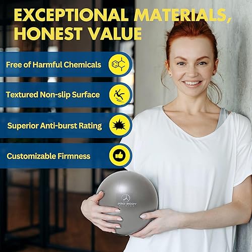 Miniatura 5 de ProBody Pilates Pelota pequeña de ejercicio con bomba, bola de barra de 9 pulgadas, mini pelota de yoga suave, pelota de entrenamiento para