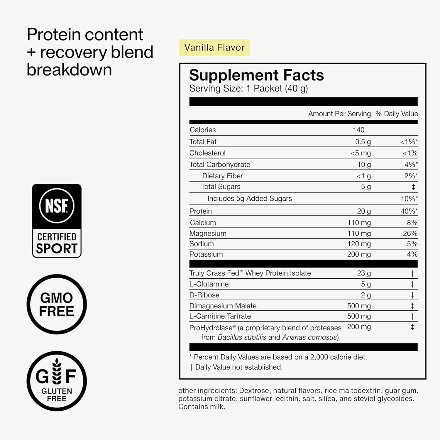 Momentous Recovery Grass-Fed Whey Protein Powder - 20 g Post-Workout Whey Isolate Protein - NSF Certified for Sport - Gluten-Free - 15 Servings - Vanilla - Package May Vary - Image 7