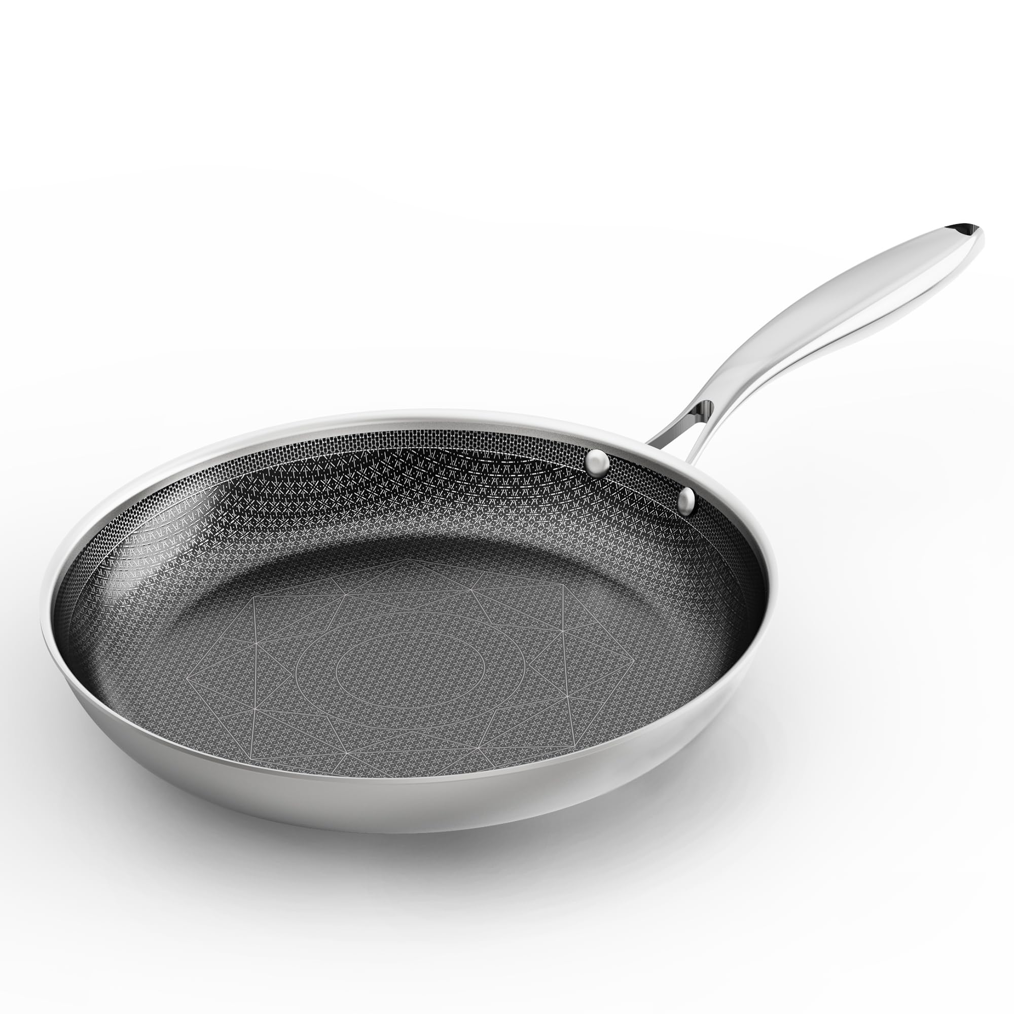 COOKER KING 10-Inch Stainless Steel Pan, Hybrid Nonstick Frying Pan