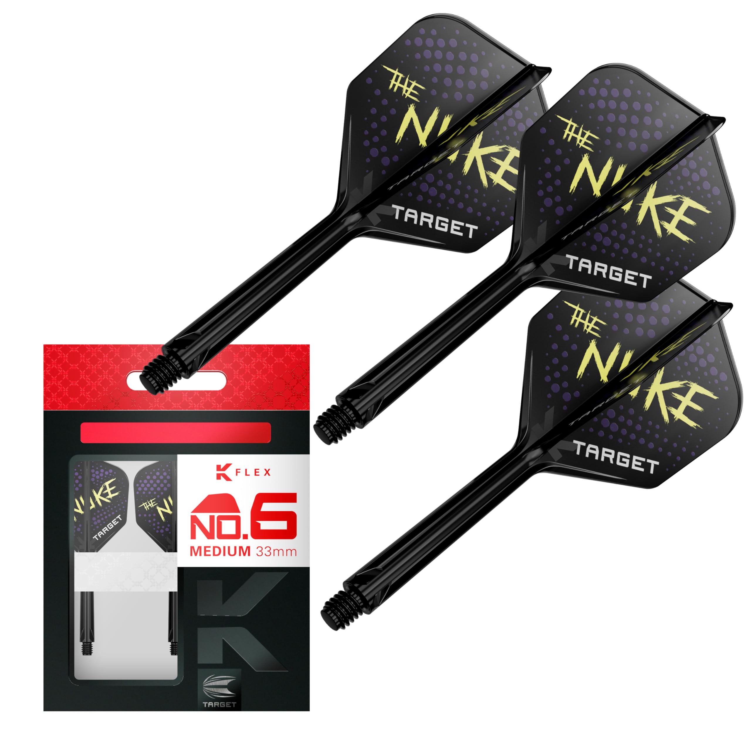 Target Darts Player Edition K Flex Flights and Shaft System | Pack of 3 Kflex All in One Flights, Player Edition Darts Accessories | K-Flex Dart Stem Short/Intermediate/Medium