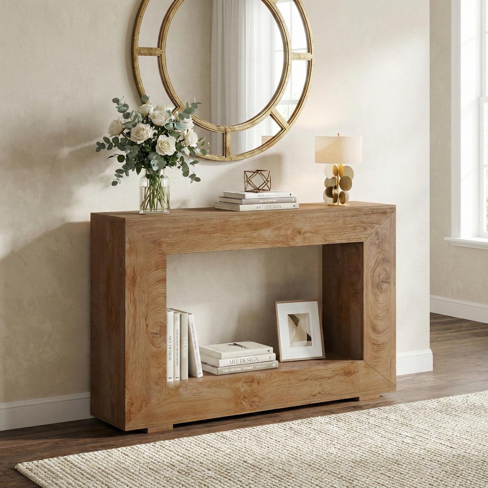 Lailang 120cm Mesa de Entrada, Aparador Entrada recibidor, Mueble recibidor Entrada, Mesa Consola Estrecha, Consola recibidor Madera, Recibidores Modernos, 120 x 30 x 84 cm, Natural Wood