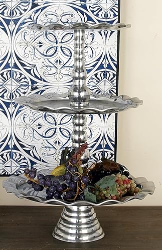 Miniatura 5 de Deco 79 Servidor de aluminio de 3 niveles, 17 "x 17" x 24", plateado