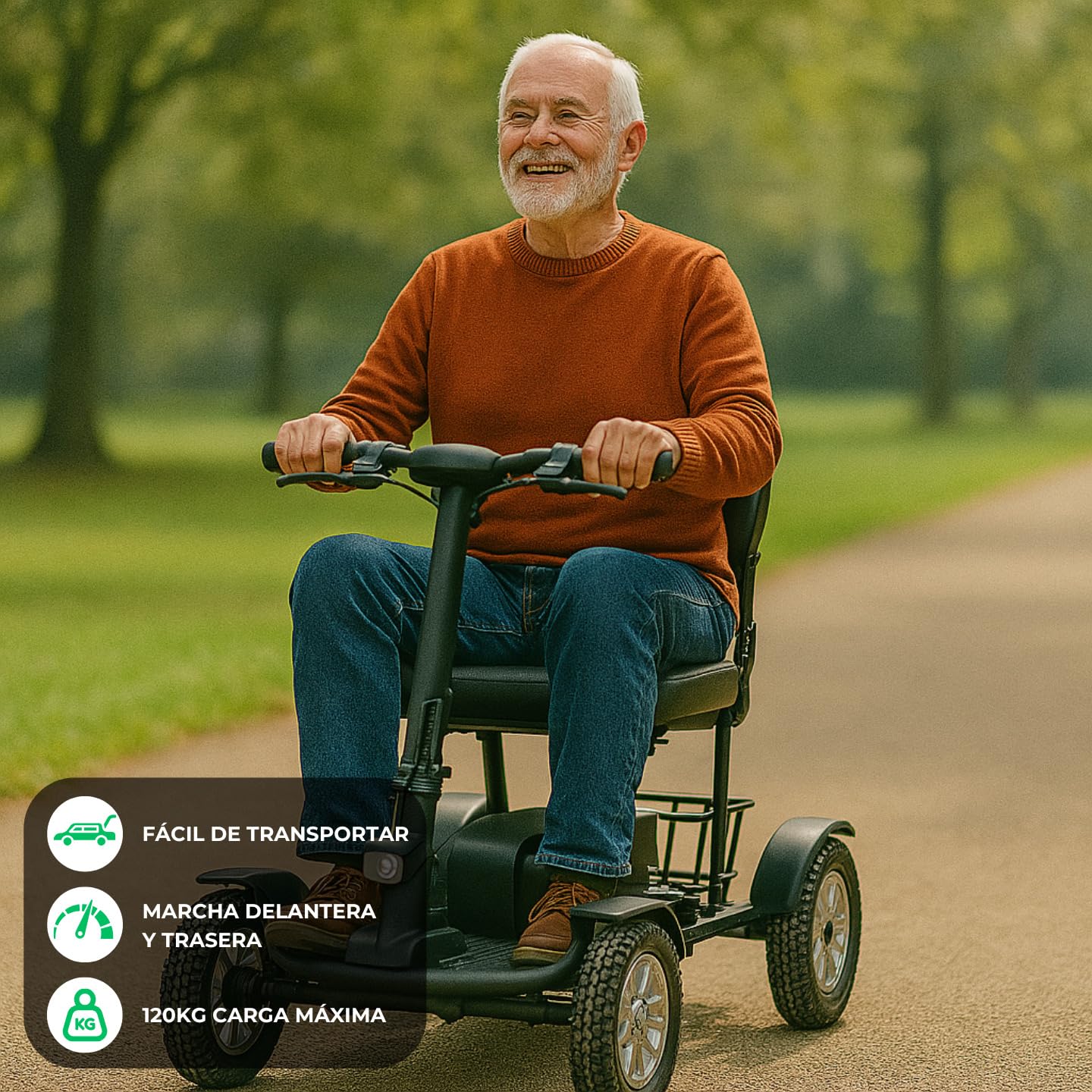 Silla de Ruedas Eléctrica - Scooter Eléctrico Plegable Auton 25Km Motor 300W - Movilidad Reducida - Scooter Eléctrico Minusválidos con Canasta Ideal Viaje Avión - Certificación IATA | CAREWAY