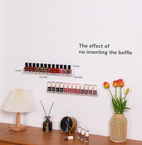 Miniatura 6 de LikeU Estante para esmalte de uñas, 4 unidades, organizador de acrílico transparente con inserciones de extremo antideslizantes extraíbles,