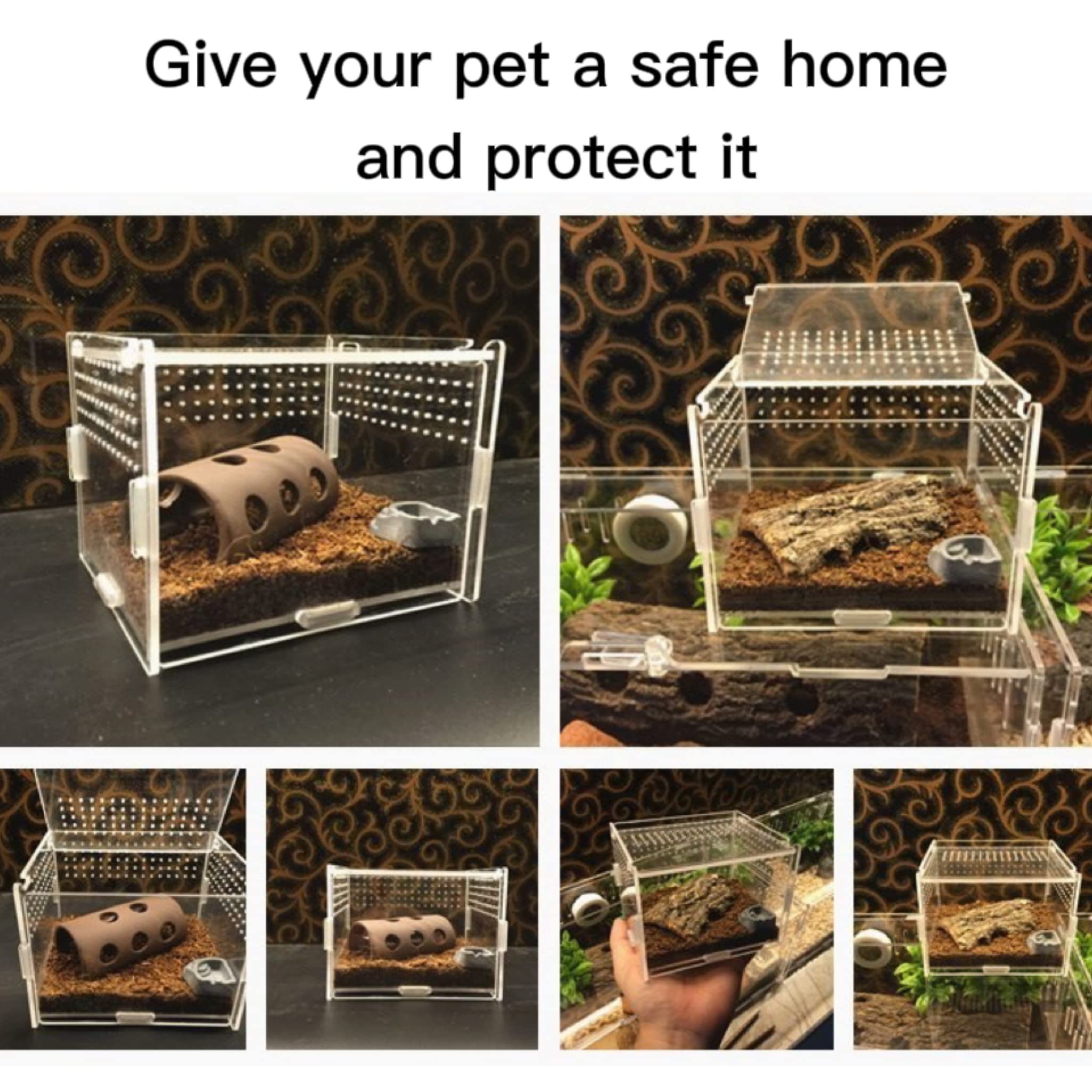 ZONADAH Contenitore Trasparente Pieghevole Per Insetti E Piccoli Animali – Con Ruote E Ventilazione, In PP Atossico