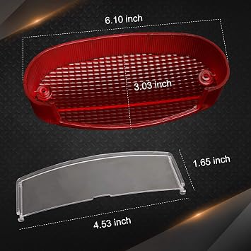 NTHREEAUTO Red Tail Light Lens Cover Rear Taillights Lenses Compatible with Kawasaki Vulcan 500 1996-2009, Brute Force 650 2006-2013, Brute Force 750 2005-2011, Eliminator