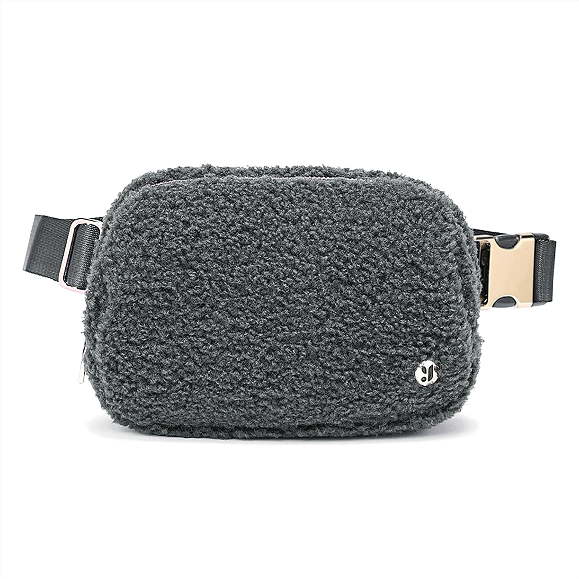 FODOKO Sherpa Belt Bag, Fleece Crossbody Bag Fanny Pack for Women Fashionable Everywhere Waist Bum Bag Pack with Hardware Buckle DarkGrey