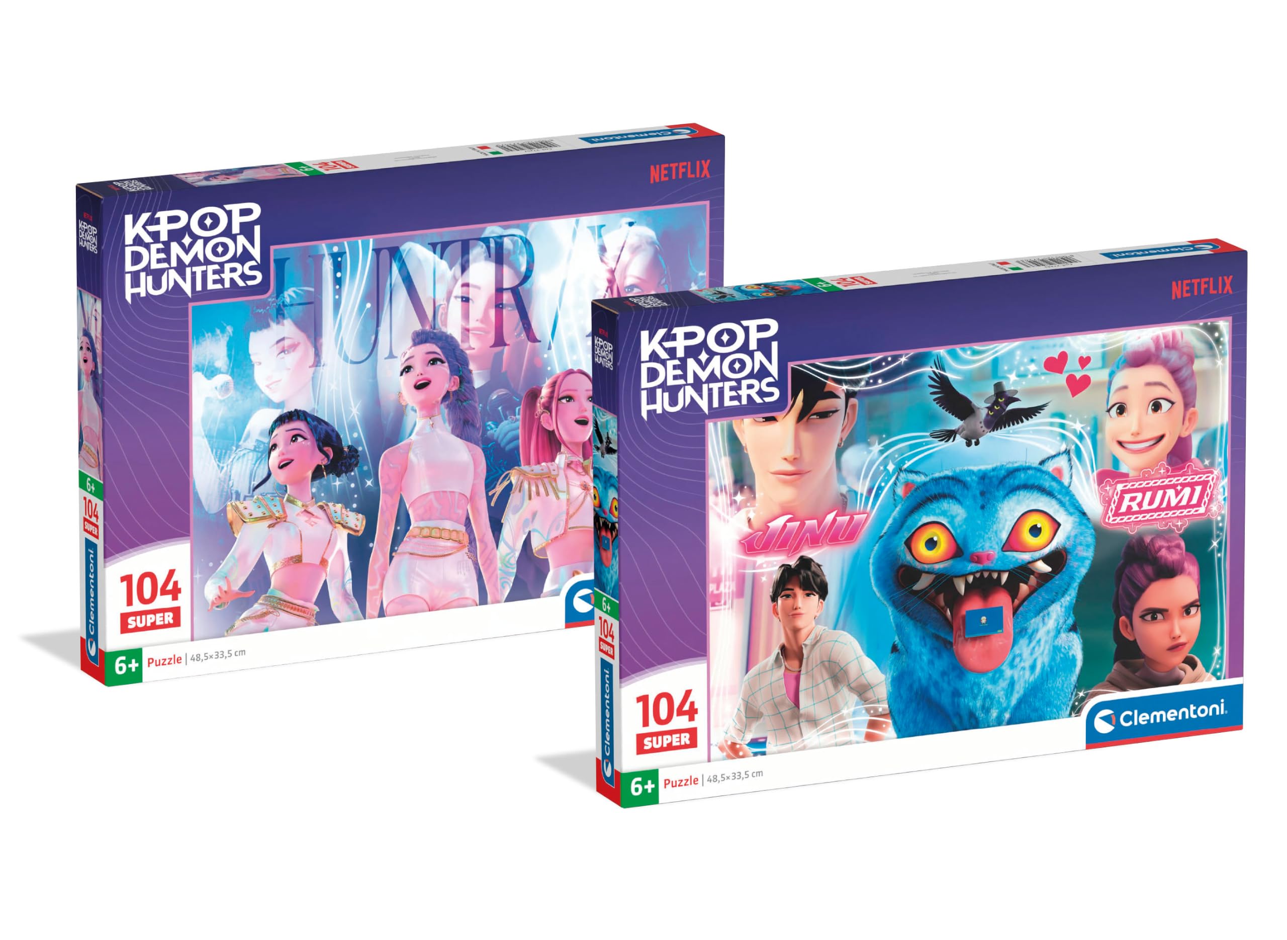 Clementoni KPop Demon Hunters 2x 104-Piece Jigsaw Puzzles for Kids, Ages 6+
