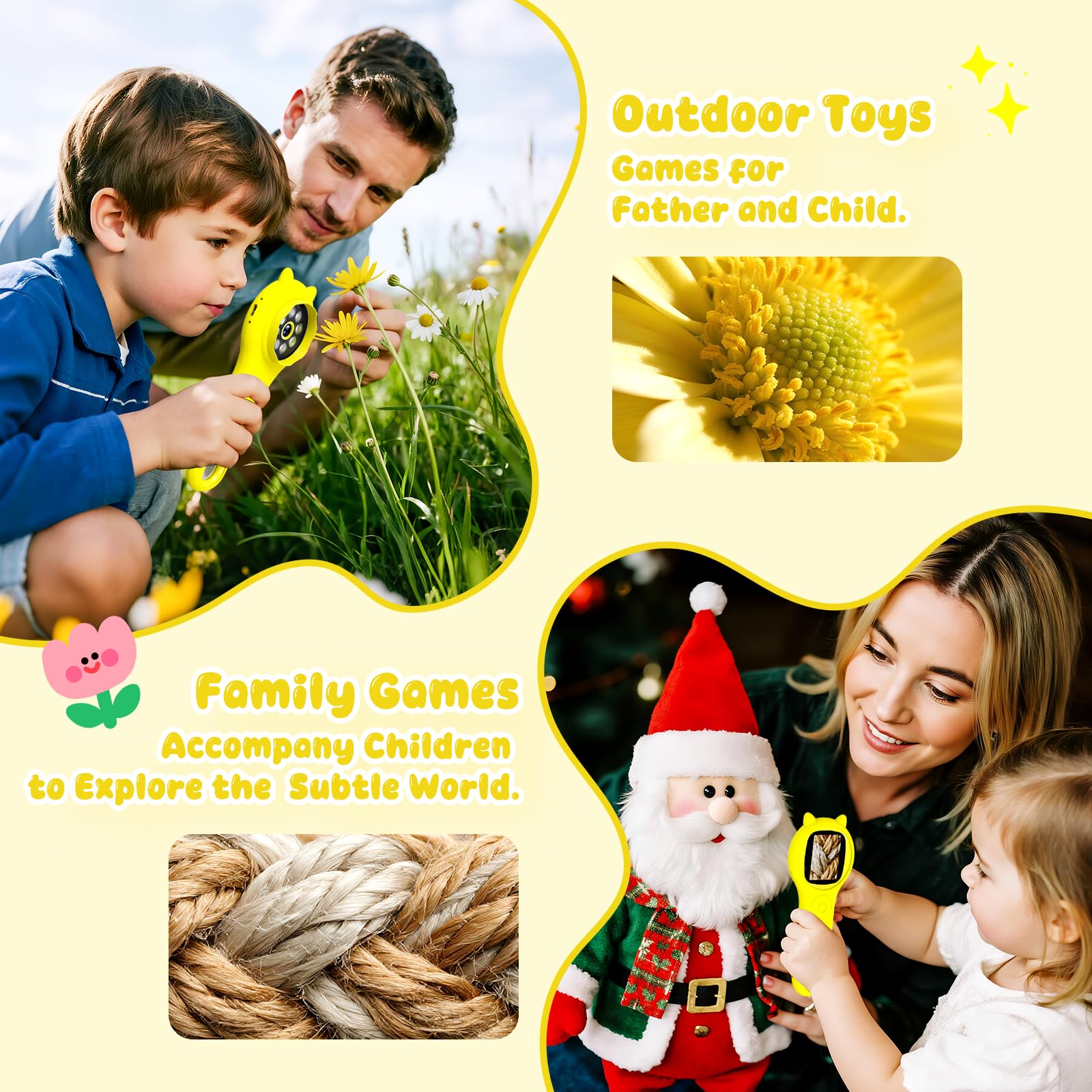 Microscopio per bambini 200X- 2 Pollici Microscopio Portatile con 8 LED Regolabili, MicroscopioDigitale Supporta la Registrazione di Foto e Video, Regalo di Natale per Bambini dai 3-12 Anni (Giallo)