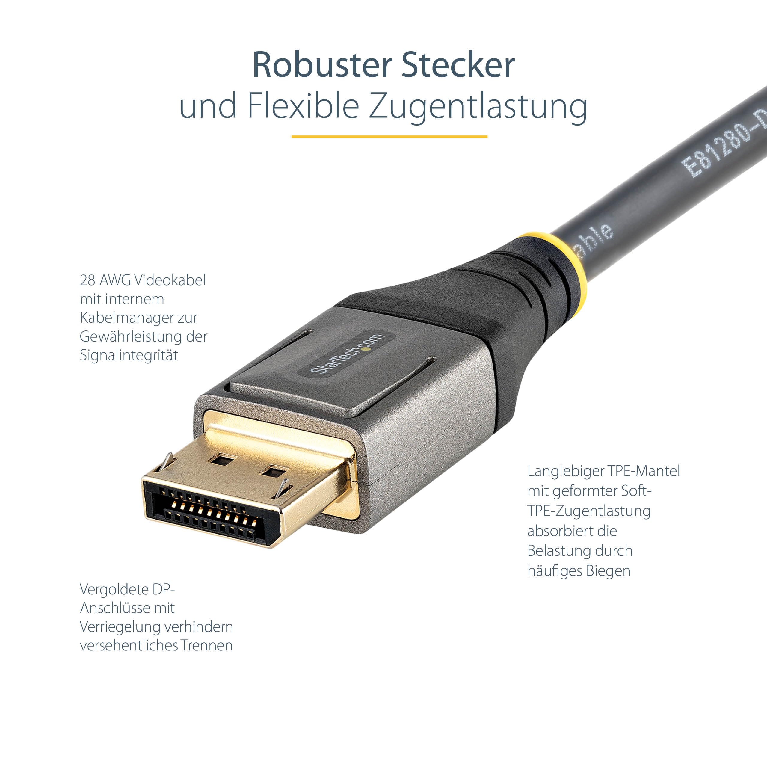 StarTech 4m VESA DisplayPort 1.4 Kabel, 8K 60Hz HDR10 MST, Schwarz | DP Monitorkabel, 4K 120Hz, Stecker auf Stecker, Verriegelung, Vergoldet, DP 1.4