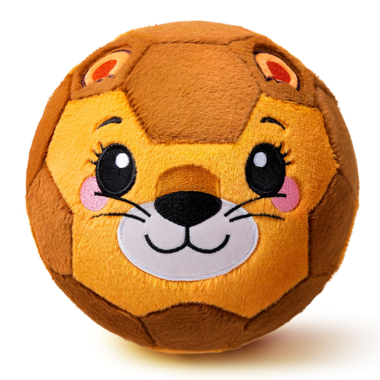 VangeBow Soft Indoor Football Gifts for Boys Girls, Inflatable Plush Lightweight Baby Kids Ball Toys for Toddlers 1-3 4 5 Year Old Children First Birthday Gift (Lion, Pump Include)