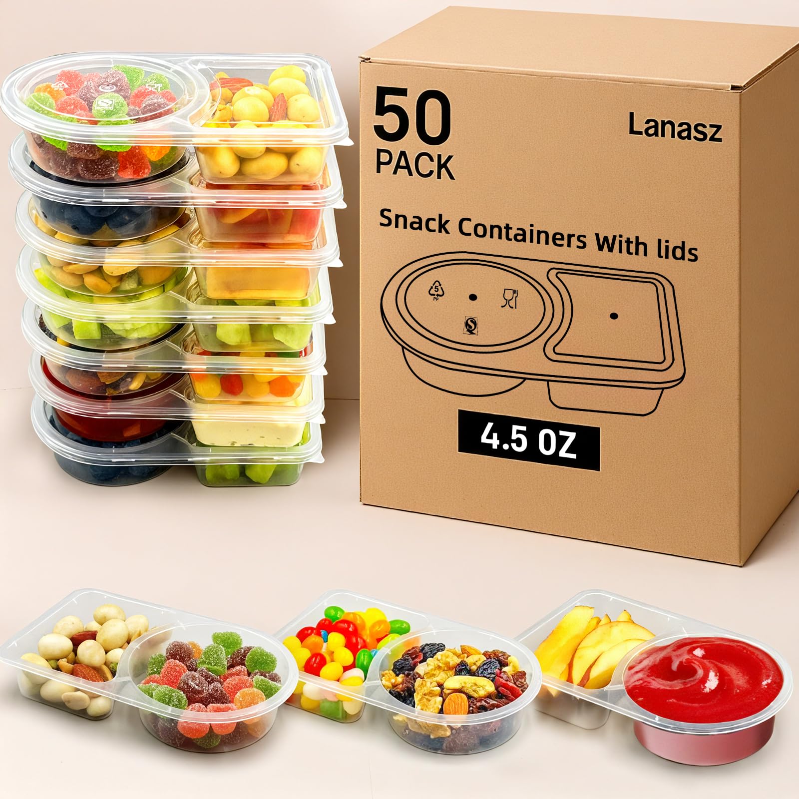 Amazon.com: Lanasz 50 Sets Reusable snack containers with lids