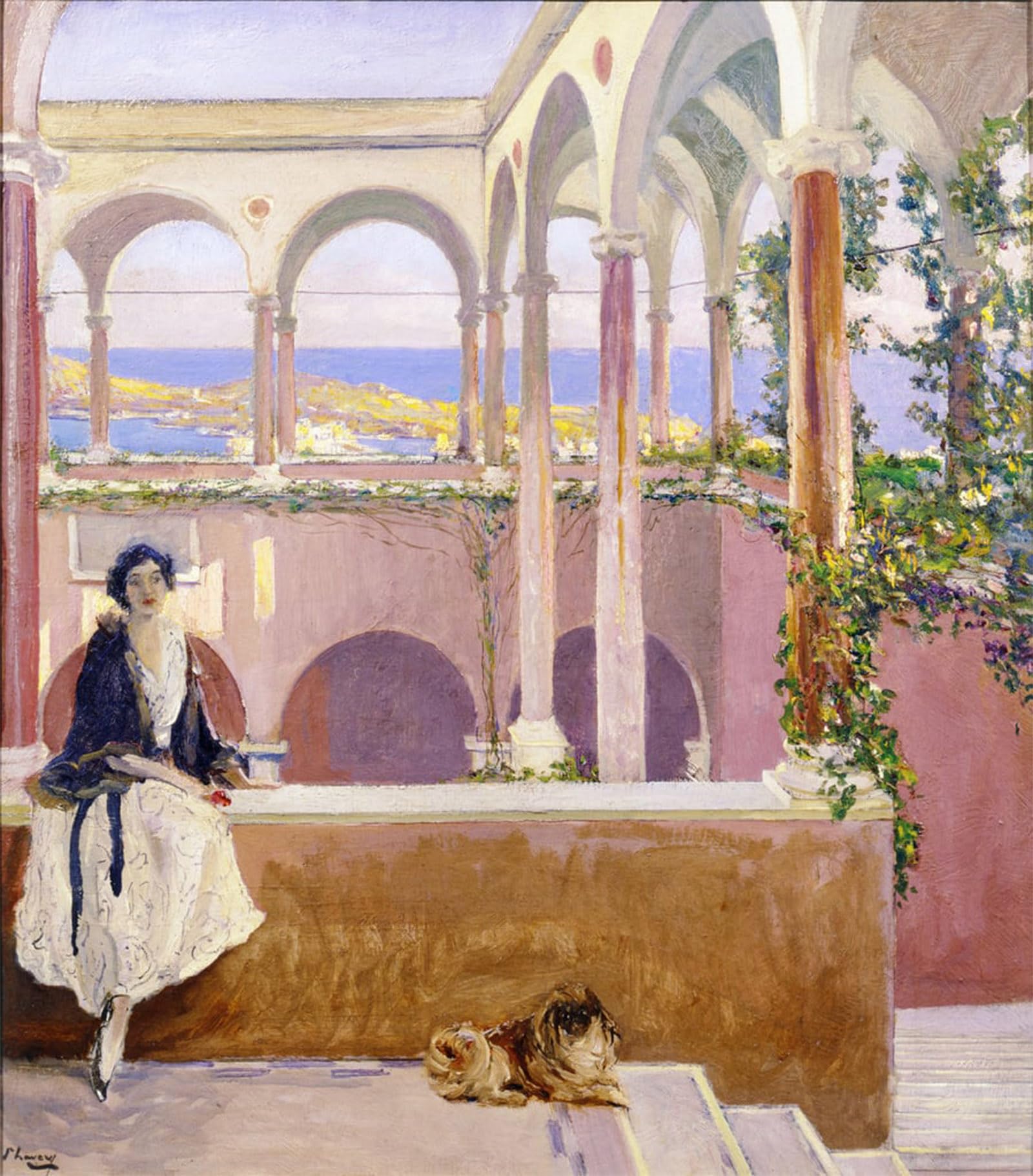 ARTXLXXBN Famous Prints Artwork Pictures Poster Painting Art on the Riviera by Lavery Artwork Landscape Pictures for Home Decor 60x90cm