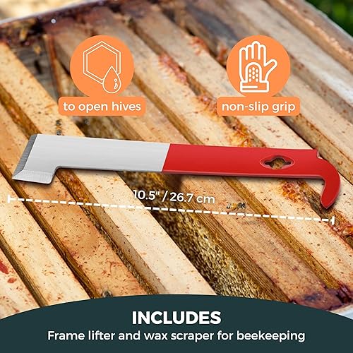 Miniatura 3 de SunVara Ahumador de abejas de acero inoxidable para apicultura, suministros de apicultura, colmena de abejas con escudo térmico, herramientas de