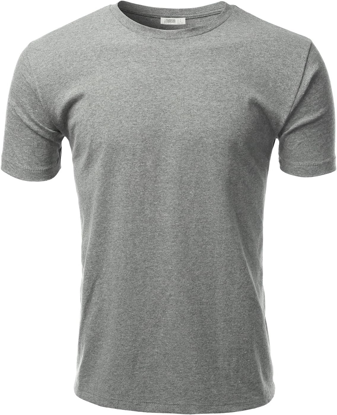 IDARBI Men’s Poly Cotton Basic Tri-Blend Crew Neck Short Sleeve T-Shirt Asphalt L