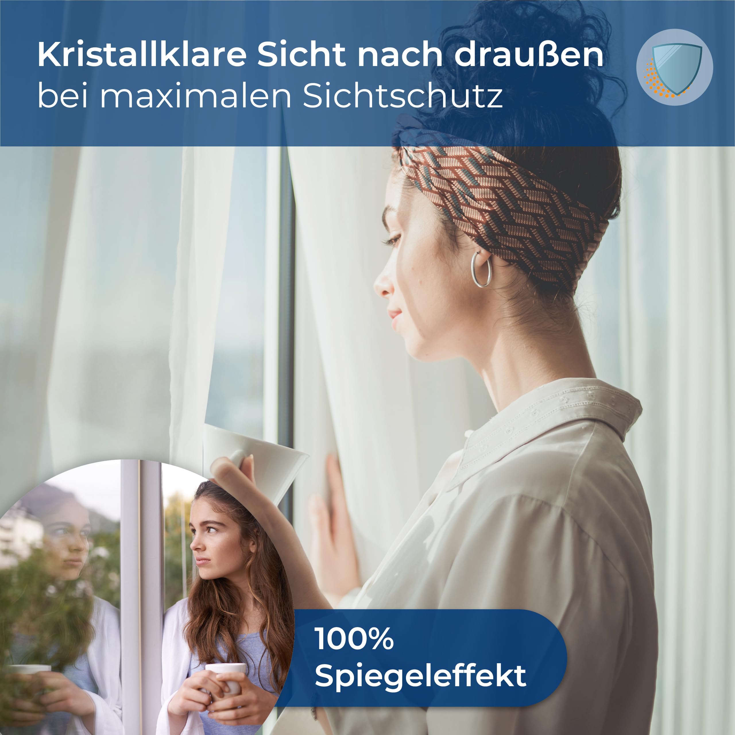 WindowShield® UV Sonnenschutzfolie für Fenster 90 x 200 cm selbstklebend blickdicht Hitzeschutzfolie