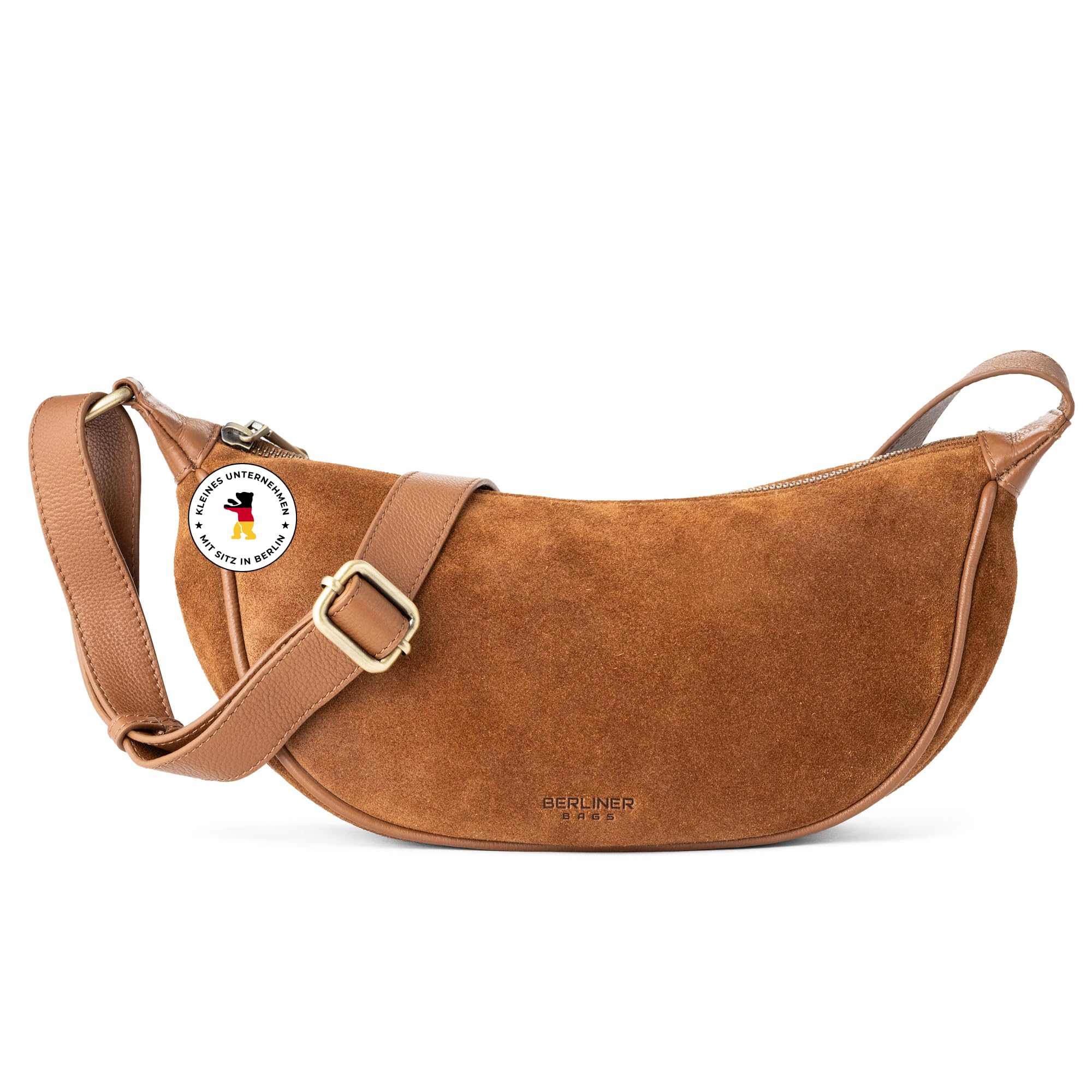 Berliner Bags Crossbody Luna, Halbmond Tasche aus Leder, Moon Bag, Umhängetasche, Schultertaschen für Damen