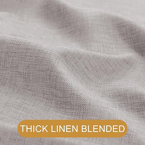 Miniatura 10 de JIUZHEN Cortinas de lino sintético caqui para dormitorio, cortinas semitraslúcidas de lino grueso con bolsillo para barra, cortinas