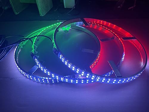 Miniatura 3 de Sando Tech - Anillo de rueda LED de doble fila RGB de 15.5 pulgadas, luz estroboscópica de doble fila, luz estroboscópica para neumáticos de llanta