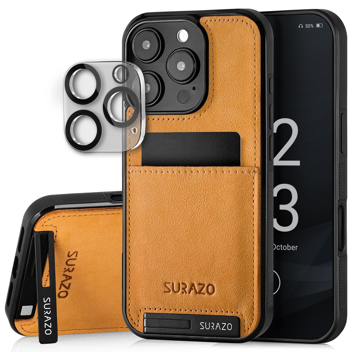 Apple iPhone 16 Pro トラッサケース付き Amazon.com: SURAZO Genuine Leather Back Case for Apple iPhone 16